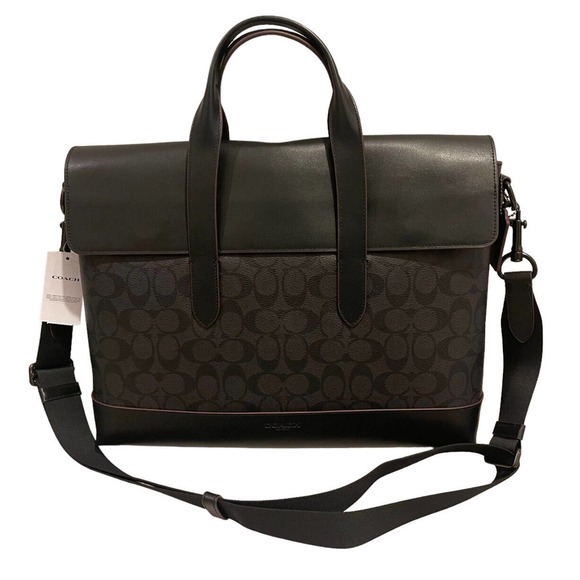 NWT Coach Hamilton Portfolio Shadow Brief In Signature Canvas 4190 MSRP $450